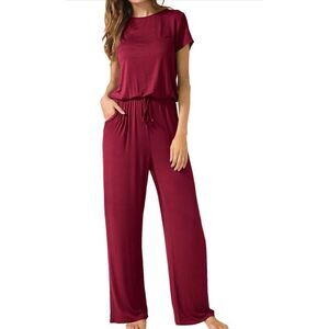 NEW Soft Jumpsuits Short Sleeve Casual Wide Legs Romper S